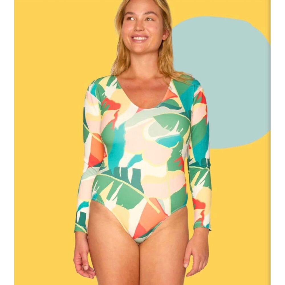 Seea Harper Surfsuit One Piece Size M Tropical Print Swim Rashguard